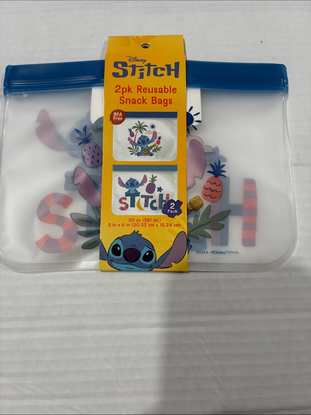 Disney Stitch Clear Reusable Snack Bags 2 Pack